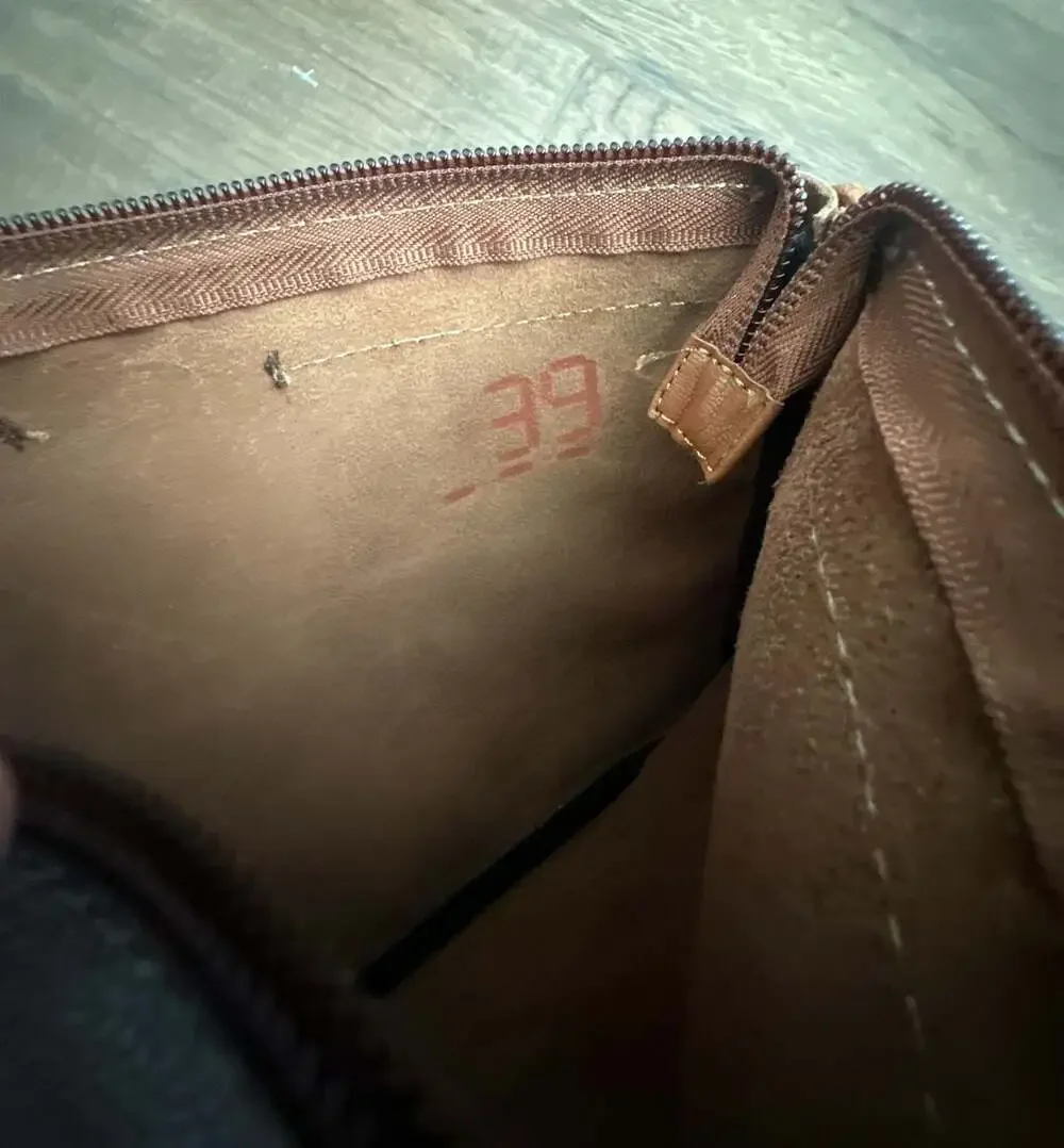 Born Chestnut Leather Zip-Close Wristlet Pouch